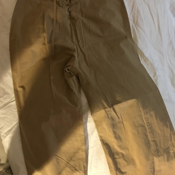J CREW bohemian button front open , shoe string tie back pants - Picture 7 of 12